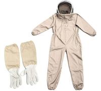 Fransande Beekeeper Suit for Beekeepers, Professional Beekeeping Suit Full Body Protective Suit Ventilated with Elastic, Leather Gloves, L/XL/XXL
