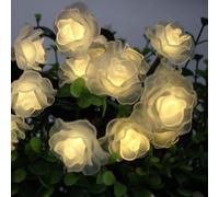 Fransande Solar String Lights Garden, 6M 30LED Rose Flower Fairy Lights Flower Solar String Lights Outdoor Waterproof (Warm White)
