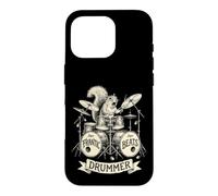Frantic Beats Drummer Squirrel Playing Vintage Drum Set Art Case for iPhone 16 Pro