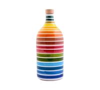 Frantoio Muraglia, Rainbow Ceramic Jar with Extra Virgin Olive Oil 500ml, Intense Fruity Essence, Created and Hand-Decorated by Our Puglian Artisans
