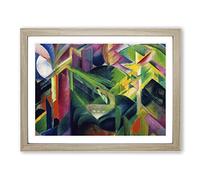 Franz Marc Deer in a Garden Classic Painting Framed Print | A3 Oak Framed Wall Art | Ready to Hang | Classic Floral Picture | Living Room Bedroom Lounge Office