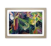 Franz Marc Deer in a Garden Framed Print | A2 Oak Framed Wall Art | Ready to Hang | Modern Floral Picture | Living Room Bedroom Lounge Office