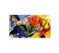 Franz Marc Famous Painting Print on Canvas. Small Cattle. Wall Art Picture for Living Room Office Decor. Reproductions 144x80cm Unframed