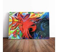 Franz Marc Fighting Forms 2 | Canvas Wall Art Print | Framed & Ready to Hang Picture | Modern Home Decor for Living Room, Bedroom, Kitchen or Office | 30x20 Inches