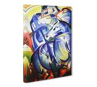 Franz Marc Four Blue Horses Canvas Print | Gallery Wrapped 30mm Frame Wall Art | 20x14 inches | Ready to Hang | Modern Animals Picture | Living Room Bedroom Lounge Office