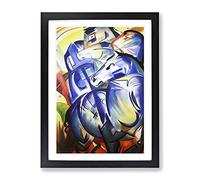 Franz Marc Four Blue Horses Classic Painting Framed Print | A2 Black Framed Wall Art | Ready to Hang | Classic Animal Picture | Living Room Bedroom Lounge Office