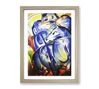 Franz Marc Four Blue Horses Classic Painting Framed Print | A3 Oak Framed Wall Art | Ready to Hang | Classic Animal Picture | Living Room Bedroom Lounge Office