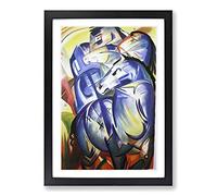 Franz Marc Four Blue Horses Framed Print | A2 Oak Framed Wall Art | Ready to Hang | Modern Animal Picture | Living Room Bedroom Lounge Office