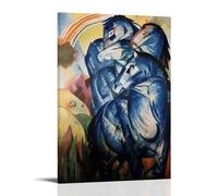Franz Marc Great Work (The Tower of Blue Horses) Canvas Wall Art Print Poster for Bedroom Dorm Living Room Decor 08x12inch(20x30cm)