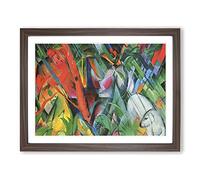 Franz Marc In the Rain Classic Painting Framed Print | A2 Walnut Framed Wall Art | Ready to Hang | Classic Landscape Picture | Living Room Bedroom Lounge Office