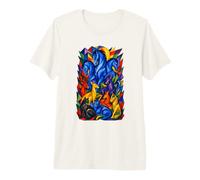 Franz Marc Inspired Blue Horses Geometric Animal Collage Premium T-Shirt