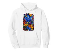 Franz Marc Inspired Blue Horses Geometric Animal Collage Pullover Hoodie
