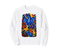 Franz Marc Inspired Blue Horses Geometric Animal Collage Sweatshirt