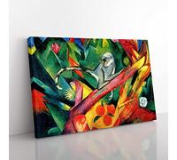 Franz Marc Monkey Classic Painting Canvas Wall Art Print Ready to Hang, Framed Picture for Living Room Bedroom Home Office Décor, 50x35 cm (20x14 Inch)