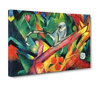 Franz Marc Monkey Classic Painting Canvas Wall Art Print Ready to Hang, Framed Picture for Living Room Bedroom Home Office Décor, 20x14 Inch (50x35 cm)