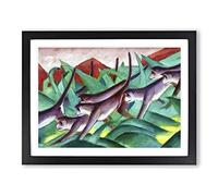 Franz Marc Monkeys Classic Painting Framed Wall Art Print, Ready to Hang Picture for Living Room Bedroom Home Office Décor, Black A2 (64 x 46 cm)