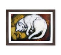Franz Marc Sleeping Cat Framed Wall Art Print A2 Walnut