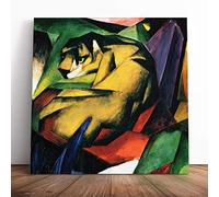 Franz Marc The Tiger | Canvas Wall Art Print | Framed & Ready to Hang Picture | Modern Home Decor for Living Room, Bedroom, Kitchen or Office | 14x14 Inches
