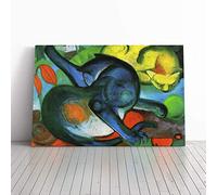 Franz Marc Two Cats Canvas Print | Gallery Wrapped 30mm Frame Wall Art | 24x16 inches | Ready to Hang | Modern Animal Picture | Living Room Bedroom Lounge Office