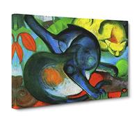 Franz Marc Two Cats Canvas Print | Gallery Wrapped 30mm Frame Wall Art | 30x20 inches | Ready to Hang | Modern Animal Picture | Living Room Bedroom Lounge Office
