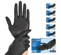 FRANZ MENSCH Hygostar Safe Light Nitrile Gloves, Powder-Free, Black, 9/L, 24 cm, Pack of 100, Disposable Gloves, Available in Sizes XS, S, M, L, XL and XXL