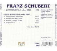 FRANZ SCHUBERT: QUARTETTSATZ IN C MINOR; STRING QUARTET IN G MAJOR NEW CD