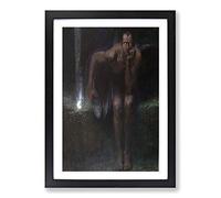 Franz Stuck Lucifer Framed Print | A2 Oak Framed Wall Art | Ready to Hang | Modern Nature Picture | Living Room Bedroom Lounge Office
