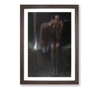 Franz Stuck Lucifer Framed Print | A2 Walnut Framed Wall Art | Ready to Hang | Modern Nature Picture | Living Room Bedroom Lounge Office