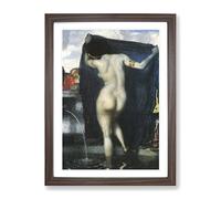 Franz Stuck Susanna And The Elders Classic Painting Framed Wall Art Print, Ready to Hang Picture for Living Room Bedroom Home Office Décor, Walnut A2 (64 x 46 cm)