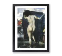 Franz Stuck Susanna And The Elders Classic Painting Framed Wall Art Print, Ready to Hang Picture for Living Room Bedroom Home Office Décor, Black A4 (34 x 25 cm)