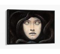 Franz Von Stuck, Head of Medusa Canvas Floater Frame Print Picture Art - Black Frame 12 inch wide x 8 inch high