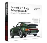 FRANZIS 67233 Porsche 911 Turbo Advent Calendar Model Kit 1:43 Scale Includes Sound Module and 52-Page Accompaniment Book