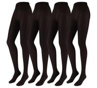 Franzoni 50 Denier Microfibre Tights Women's Tights Solid Colour Opaque Stockings, Basic Stockings - Made in Italy, Black X4 Pairs, XL