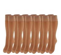 Franzoni Comfort 40 Denier Women's Knee High Stocking, Stockings with Anatomical Edge and Reinforced Toe, Lightweight Compression Socks - Made in Italy, mink x6 pairs, One Size