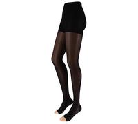 Franzoni Relief Tights 140 Denier Open Toe, Women's Graduated Compression Tights Paramedical Tights Open Toe - Made in Italy, Black x1 Pair, XL