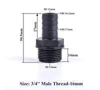 FRAOMHFW 1/2'' ~1'' UPVC Pagoda Male Thread Connector, Garden Irrigation Accessories Water Pipe Hose Joint Aquarium Fish Tank Adapter(3l4 Inch-16mm,5 piece)
