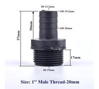 FRAOMHFW 1/2'' ~1'' UPVC Pagoda Male Thread Connector, Garden Irrigation Accessories Water Pipe Hose Joint Aquarium Fish Tank Adapter(1 Inch-20mm,1 piece)