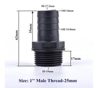 FRAOMHFW 1/2'' ~1'' UPVC Pagoda Male Thread Connector, Garden Irrigation Accessories Water Pipe Hose Joint Aquarium Fish Tank Adapter(1 Inch-25mm,1 piece)