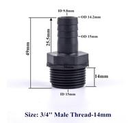 FRAOMHFW 1/2'' ~1'' UPVC Pagoda Male Thread Connector, Garden Irrigation Accessories Water Pipe Hose Joint Aquarium Fish Tank Adapter(3l4 Inch-14mm,5 piece)