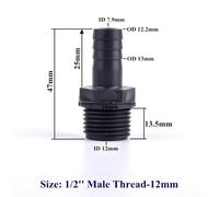 FRAOMHFW 1/2'' ~1'' UPVC Pagoda Male Thread Connector, Garden Irrigation Accessories Water Pipe Hose Joint Aquarium Fish Tank Adapter(1l2 Inch-12mm,1 piece)