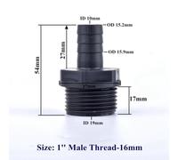 FRAOMHFW 1/2'' ~1'' UPVC Pagoda Male Thread Connector, Garden Irrigation Accessories Water Pipe Hose Joint Aquarium Fish Tank Adapter(1 Inch-16mm,1 piece)