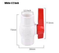 FRAOMHFW 1/2"~2" Female Thread PVC Ball Valve Aquarium Fish Tank Switch Ball Valve Garden Irrigation Fittings Water Supply Tube Connector(White-1I2 inch)