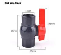 FRAOMHFW 1/2"~2" Female Thread PVC Ball Valve Aquarium Fish Tank Switch Ball Valve Garden Irrigation Fittings Water Supply Tube Connector(Dark grey-1 inch)