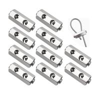 FRAOMHFW 10/20/50/100PCS 4mm Wire Rope Cable Clamp 4.2mm Double Hole Lock Large Size Durable Strong Bearing Capacity Send Allen Wrench(4mm Clamp X20PCS)