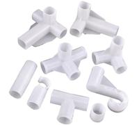 FRAOMHFW 2~10Pcs 16mm Three Four Ways Straight Shelf Wardrobe Hook Fittings White Plastic Pipe Connector Garden Watering Irrigation Joint(Big hook,10Pcs)