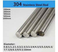 FRAOMHFW 304 Stainless Steel Rod Dia 0.8/1/1.2/1.5/2/2.5/3/3.5/4/4.5/5/5.5/6/6.5/7/7.5/8/8.5/9/9.5/10mm Round Shaft 100/200/300/500mm(5.5mm,300mm)