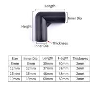 FRAOMHFW 5Pcs Black Pipe Connector DIY Shelf Tent Fixed Connector Fittings I.D 8/12/16/19mm ABS Plastic Tee Four Way Elbow Straight Joint(90 Degree Elbow,Black I.D 16mm)
