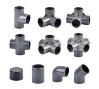 FRAOMHFW Inside Diameter 20 25 32mm PVC Pipe Connector Straight Elbow Tee Water Pipe Adapter Home DIY Tube 3 4 5 6 Ways(B,I.D 20mm)