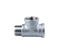 FRAOMHFW Male+Female+Female Threaded 3 Way Tee T Pipe Fitting 1/4“ 3/8” 1/2" 3/4" 1" 1-1/4“ 1-1/2” BSP Threaded SS304 Stainless Steel(3/8")