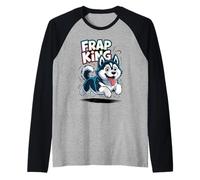 Frap King Cute Retro Fast Puppy Cartoon Breed Siberian Husky Raglan Baseball Tee